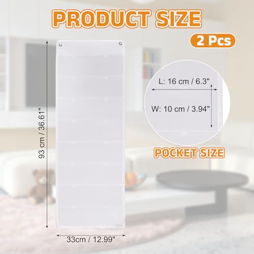 PATIKIL 2Pcs 4"x6" Index Card Holder Sleeve 16 Card Slots Organizer White - color: White