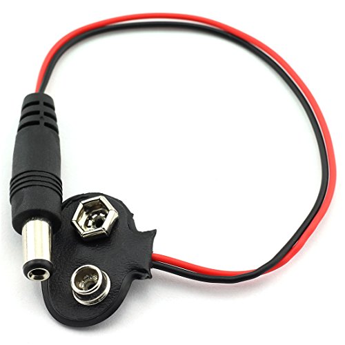 DZS Elec 6pcs 15CM 9V Battery Snap Connector Clip Lead Wire Experimental Battery Snap Power Cable with 5.5x2.1mm DC Male Plug for Arduino Project or LED Light Bar