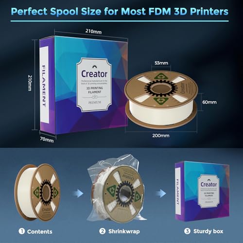 Creator ASA Filament 1.75mm 3D Printer Filament 1KG, UV & Heat & Weather Resistant ASA 3D Printing Filament, Perfect for Printing Outdoor Functional Parts, Dimensional Accuracy +/-0.02mm (Natural) - color: Asa Natural