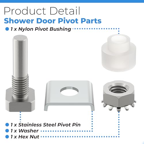 Glass Shower Door Pivot Repair Kit with Stainless Steel Pivot Pin - size: Standard Size