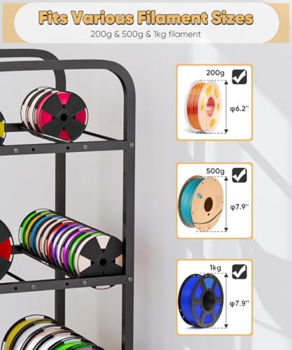 3-Tier 3D Printer Filament Storage Rack with Wheels - size: 3-Tier