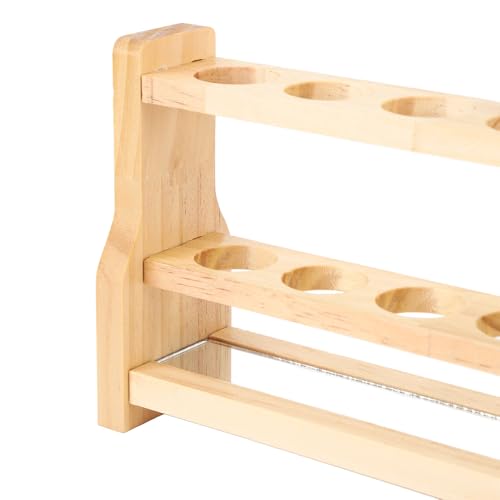Wooden Test Tube Rack, Pine Wood Holder with 6 Round Holes, Laboratory Equipment Rack with Stable Base, Ideal for Cosmetics, Essential Oils Organization (31mm) - size: 31mm
