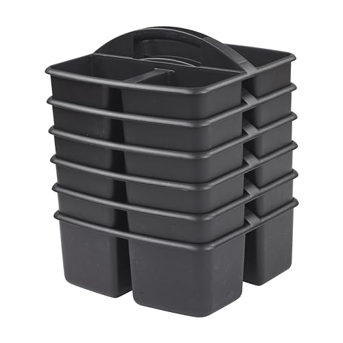 ECR4Kids 3-Compartment Small Storage Caddy Organizer, 6-Pack, Black - color: Black
