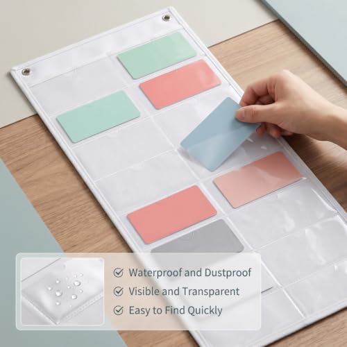 1 Pack 3" x 5" Index Card Holder Sleeve 16 Slots for Office, White - color: White
