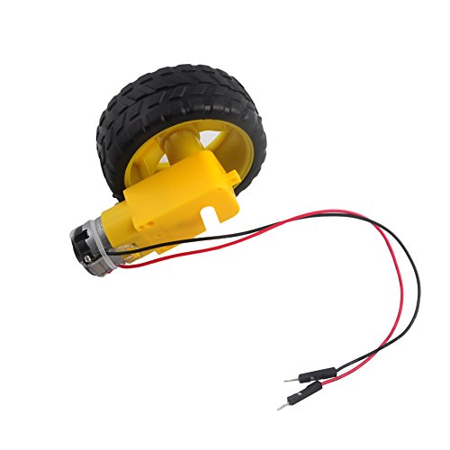 4 pcs 65 x 26mm Plastic Tire Wheel with DC 3-6v Gear Motor Dual Shaft for Arduino Smart Car