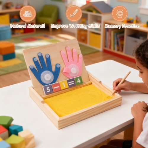 Montessori Sand Tray with Math & Alphabet Learning Cards - color: Yellow