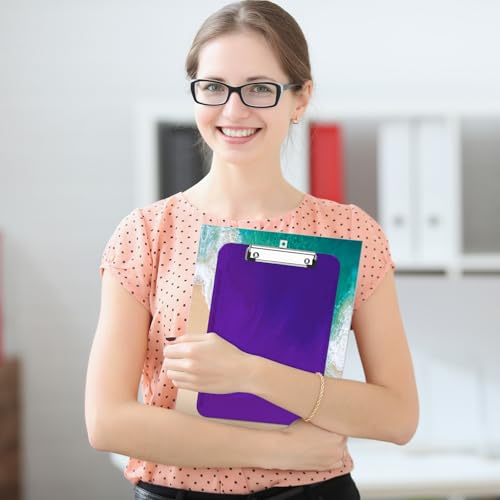Piasoenc Plastic Clipboards, 8.5 x 11 Clip Board with Ruler,Purple - color: Purple