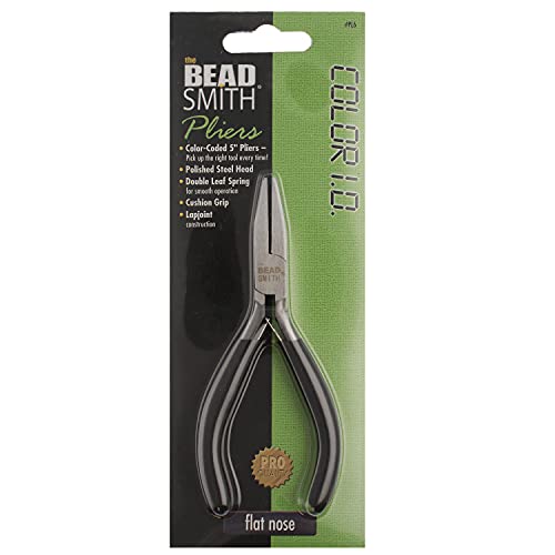 The Beadsmith Color-ID Flat Nose Plier – 5 inches (127mm) – Red Comfort Grip Handle – Polished Steel Head and Double-Leaf Spring - Tool for Jewelry Making - size: Flat Nose - 5 Inches