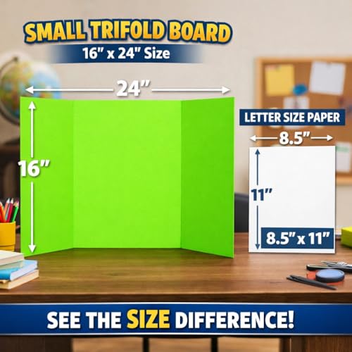 Neon Trifold Poster Board, Small Size 16 x 24 Inches, Corrugated, 3 Pack - size: 16 x 24 Inches