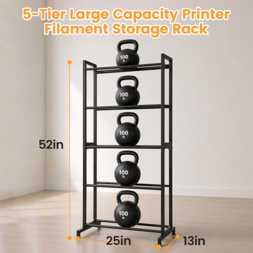 5-Tier Heavy Duty Metal 3D Filament Spool Storage Rack - size: 5-Tier