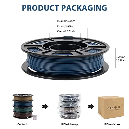 iSANMATE 3D Printer Filament, Colorful Carbon Fiber Filament Bundle, PLA Filament 1.75mm Carbon Fiber Pla(Blue, Army Green, Gold, Brown), High-Accuracy +/- 0.02 mm, 250g x 4 Spool - color: A- Carbon Cf(blue, Army Green, Gold, Brown)