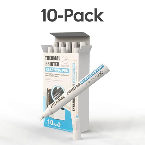 Thermal Printer Cleaning Pen 10 Pack – Printhead Cleaner for Thermal Receipt, Shipping Label, POS & Card Printers, Safe & Easy Maintenance Tool