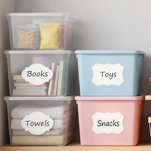4 Shapes Labels for Storage Bins, 160 Pcs 6×4 in Storage Bin Labels, White - color: White