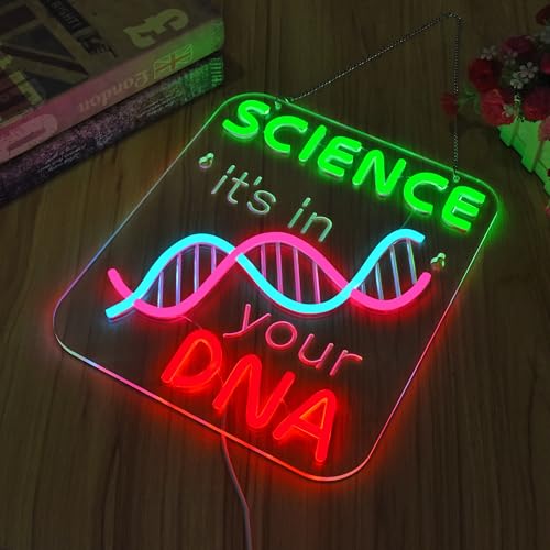 Science DNA Neon Sign for Classroom Decor, Dimmable LED Wall Light, 16"x12" - color: DNA