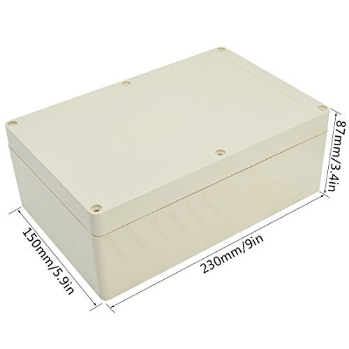 LeMotech Waterproof Dustproof IP65 ABS Plastic Junction Box Universal Electric Project Enclosure Pale Gray 9.0 x 5.9 x 3.4 inch (230 x 150 x 87 mm) - size: 9.0"x5.9"x3.4"