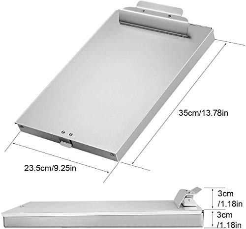ZCZN Aluminum Storage Clipboard, Clipboard Box, Form Holder, Suitable for School, Office, Jobsite or Medical Staff, 9.25 x 13.78 Inches, Silver