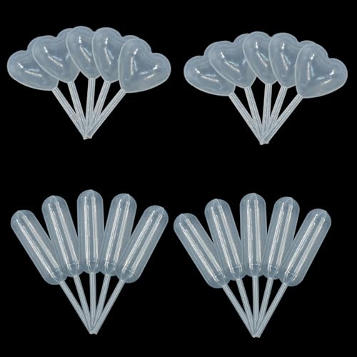120 Pcs 4ml Cupcake Pipettes, Mixed Heart and Tube Droppers - size: Cylinder and Heart