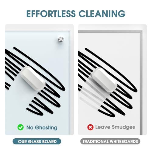 MaxGear 96" x 48" Glass Whiteboard Wall Mounted for Office Home Classroom - color: White, size: 96"W x 48"H