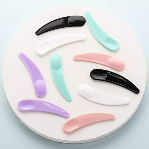 Refillable Cosmetic Sample Jars - 100 Pack 10g (0.35oz) Multi Color Small Travel Containers with Lids + 10 Mini Makeup Spatulas - BPA Free - color: Multi color