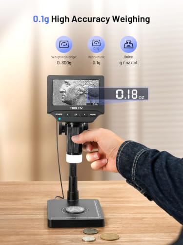 TOMLOV DM4W Microscope with Weighing Scale: 4.3" Digital Coin Magnifier - size: 4.3-inch
