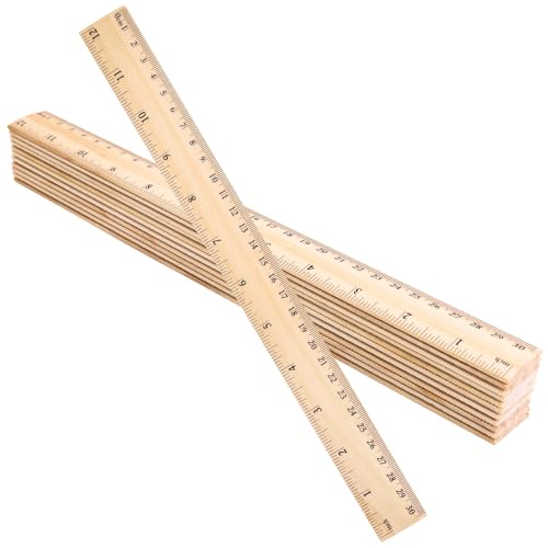 Ruler 12 Inch Wooden Rulers 12 Packs for School,Home and Office(30 cm)