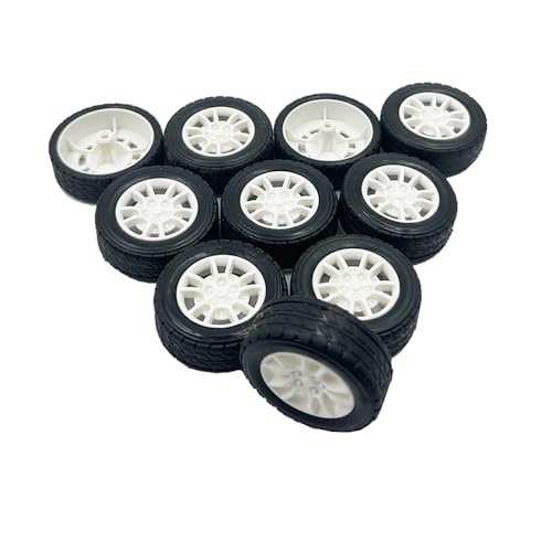10PCS Toy Car Wheels Rubber Tire with 5PCS Shaft Round Axles for for DIY Model Toy RC Car Accessories (3X38MM) - style: 3X38MM