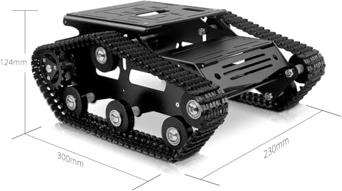 Smart Robot Car Chassis Kit Full Metal Big Tank Chassis with 2WD Motors for Arduino Raspberry Pi Jetson Python DIY Smart Car Learning Kit (Black, with Encoder Motor) - color: Black1