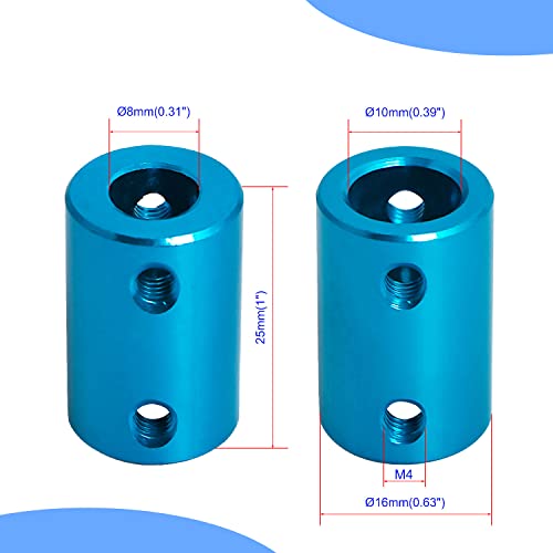 8mm to 10mm Rigid Couplings Set Screw Shaft Stepper Motor, Length 25mm / 1" Motor Coupler Connector Rigid with Screw for 3D Printer, RC Robot, Car Model Shaft, CNC Machine, DIY Encoder 2 Pcs - size: 8 to 10