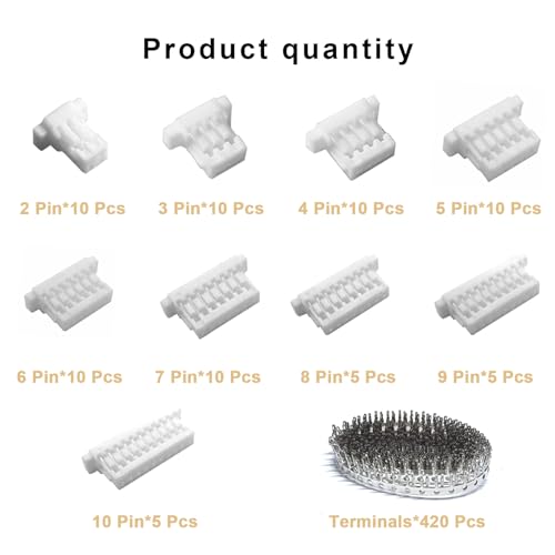 495Pcs JST SH 1.0mm Connector Kit,2/3/4/5/6/7/8/9/10 Pin Housing Connectors,SH 1.0mm Plug Terminal Kit,1.0mm Pitch JST Adapter, for Racing Cars,Drones