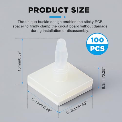 Marsui 100 Pcs Adhesive PCB Standoffs 0.25", Plastic Circuit Board Spacers - size: 0.25"