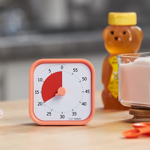 TIME TIMER Home MOD – 60-Minute Visual Timer Home Edition, Silent Operation Study Tool for Kids Desk, Homeschool Supplies, Office & Meetings (Dreamsicle Orange) - color: Dreamsicle Orange, size: 3.5, style: Timer