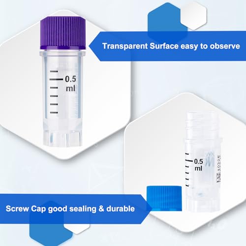 0.5ml Cryovials, Side-Coded, External Thread, Clear, 500Pcs - color: Clear, size: 0.5ml