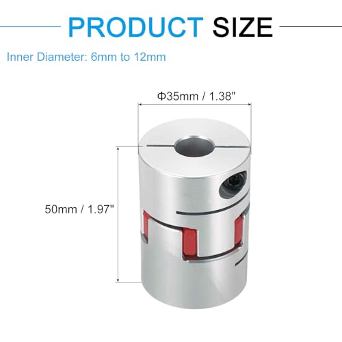 MECCANIXITY Aluminum Shaft Coupling 6mm to 12mm Flexible Spider Coupling L50mm x D35mm Coupler Jaw Spider Shaft Joint Connector for 3D Printers DIY Encoder CNC Router Milling Machine - size: D35mm Fit 6mm to 12mm