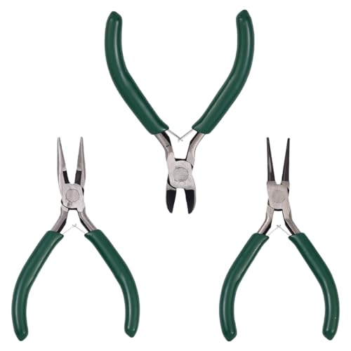 Pliers for Jewelry Making, Jewelry Pliers Set Includes Needle Nose Pliers, Round Nose Plier and Wire Cutters, Jewelry Making Tools for Jewelry Repair, Wire Wrapping, Beading and Crafts - color: Dark Green
