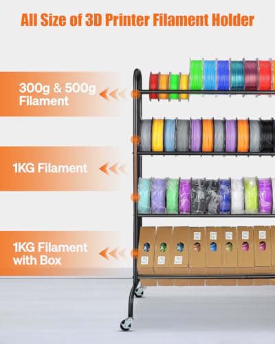 AHOWPD 3D Printer Filament Storage Rack with Wheels for 40pcs Filaments