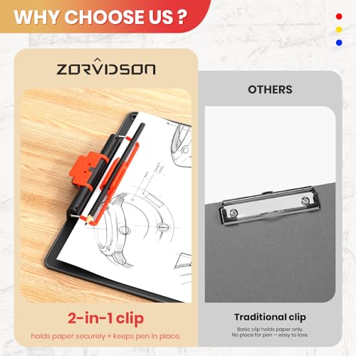 Clipboard with Pen Holder, Aluminum Frame & 2-in-1 Upgraded Clip, A4 Size 12.5 x 9 Inch, Heavy Duty Portable Writing Board with Anti-Slip Backing, for Office School Classroom Doctor Coach(4 Pack) - size: 4 Pack (A4)