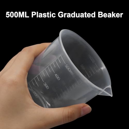 Waziaqoc 500ml/17oz Plastic Graduated Beaker, 6 Pack - size: 4.18 x 3.94 Inch
