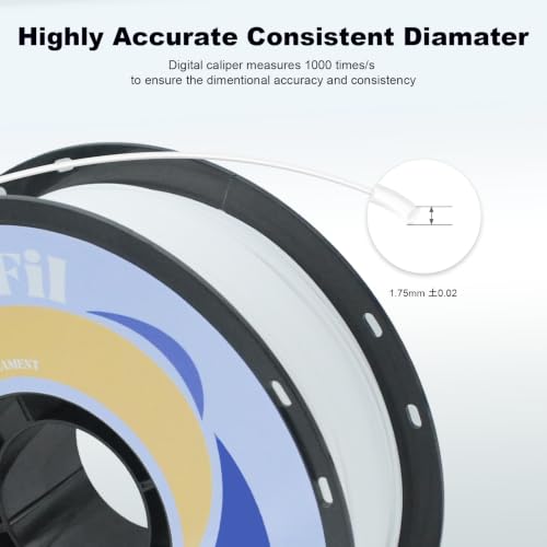 PLA 3D Printer Filament, Dimensional Accuracy +/- 0.02 mm, 1 kg Spool(2.2lbs), 1.75 mm Warm White - color: Warm White, size: 1kg