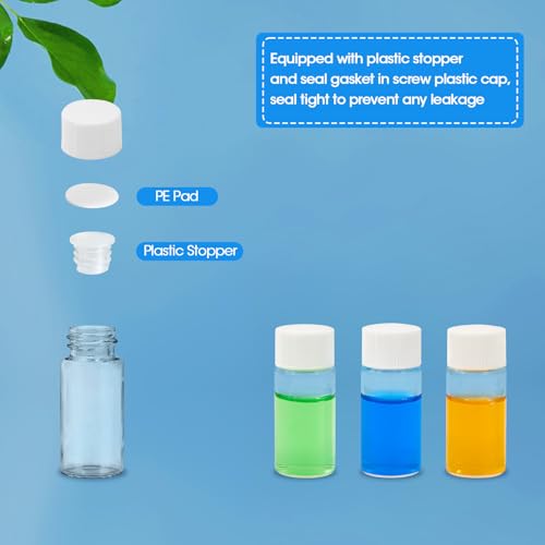 12PCS 10ml Clear Glass Small Vials with White Screw Caps & Plastic Stoppers - color: CLEAR, size: 10ml