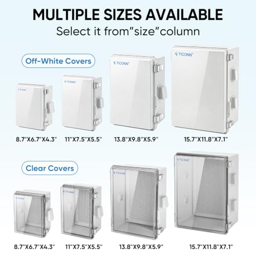 TICONN Outdoor Electrical Box with Ventilation Holes, IP65 Junction Box - color: Off-white, size: 8.7"x6.7"x4.3"