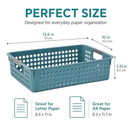 4 Pack Turn in Trays for Classroom, Paper Organizer Baskets-Fresh Blue - color: Fresh Blue
