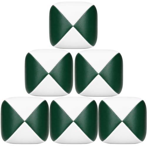 Patelai 6 Pack Juggling Balls for Beginners, Soft Juggle,White Green - color: White Green