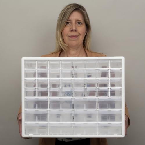 Akro-Mils AWS143630040G Wire Bin Shelving System with 9 Shelves and Green Shelf-Max Bins, 36-Inch x 14-Inch x 74-Inch, Chrome - color: White, size: 44 Drawer, style: 1 Pack