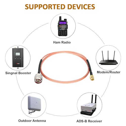 MOOKEERF SMA Male to N Male Cable 3ft,2 Pack RG316 SMA to N Cable 50 Ohm for WiFi Router,GPS Receiver,Antenna,Signal Booster etc - size: 3FT