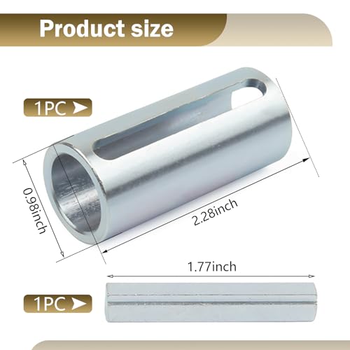 3/4" to 1" Shaft Adapter Pulley, Stainless Steel Crank Shaft Sleeve Adapter, W/Step Key Gas Engine Pulley Crank Shaft Sleeve Adapter Pulley Bore Reducer Bushing Sheave & Key Predator (Silver)