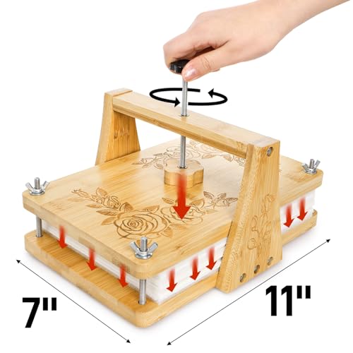 Pumtus Large Flower Press Kit, 6 Layers 11" x 7" Leaf Plant Preservation Kits, Even Pressure DIY Bamboo Floral Pressing Kit, Easy Pressed Arts and Craft Tool for Wedding Flower Preserve, DIY Lovers