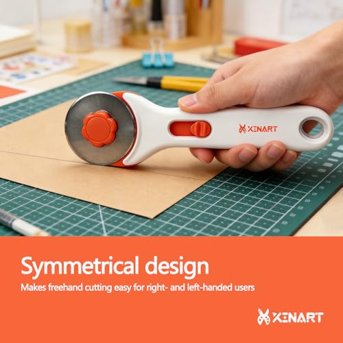 XINART 45mm Rotary Cutter for Fabric Safety Lock Ergonomic Premium Steel Stick Fabric Cutter Right and Left Handed,Cuts Through Multiple Layers for Arts and Crafts, Sewing and Quilting Tools (Orange) - color: 45mm Stick Rotary Cutter