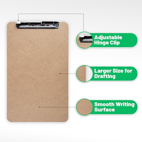 Extra Large Clipboard Set (6pc) - Larger Than a 11x17 Clipboard - Vertical or Landscape - Fits 11 x 17 Tabloid Paper (Board 11.6" x19.5” - 2 Inches Longer Than Legal Size Clipboards)