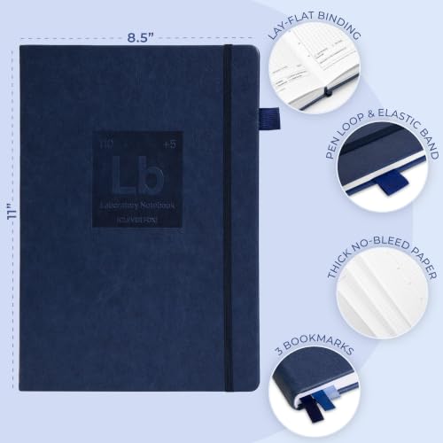 Clever Fox Laboratory Notebook, Lab Notebook, Chemistry Research, Dark Blue - color: Dark Blue