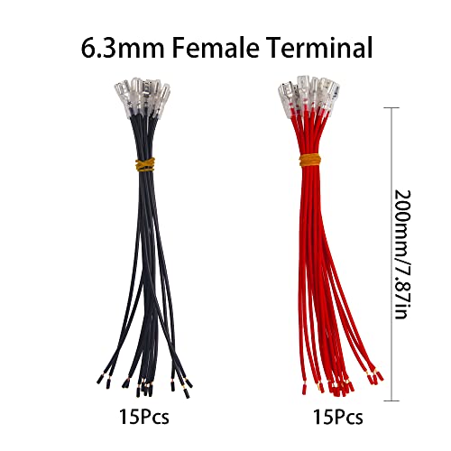 30Pcs Female Spade Crimp Terminal with Insulating Sleeve Quick Connectors Wire Splice Assortment Kit (6.3mm) - size: 6.3mm